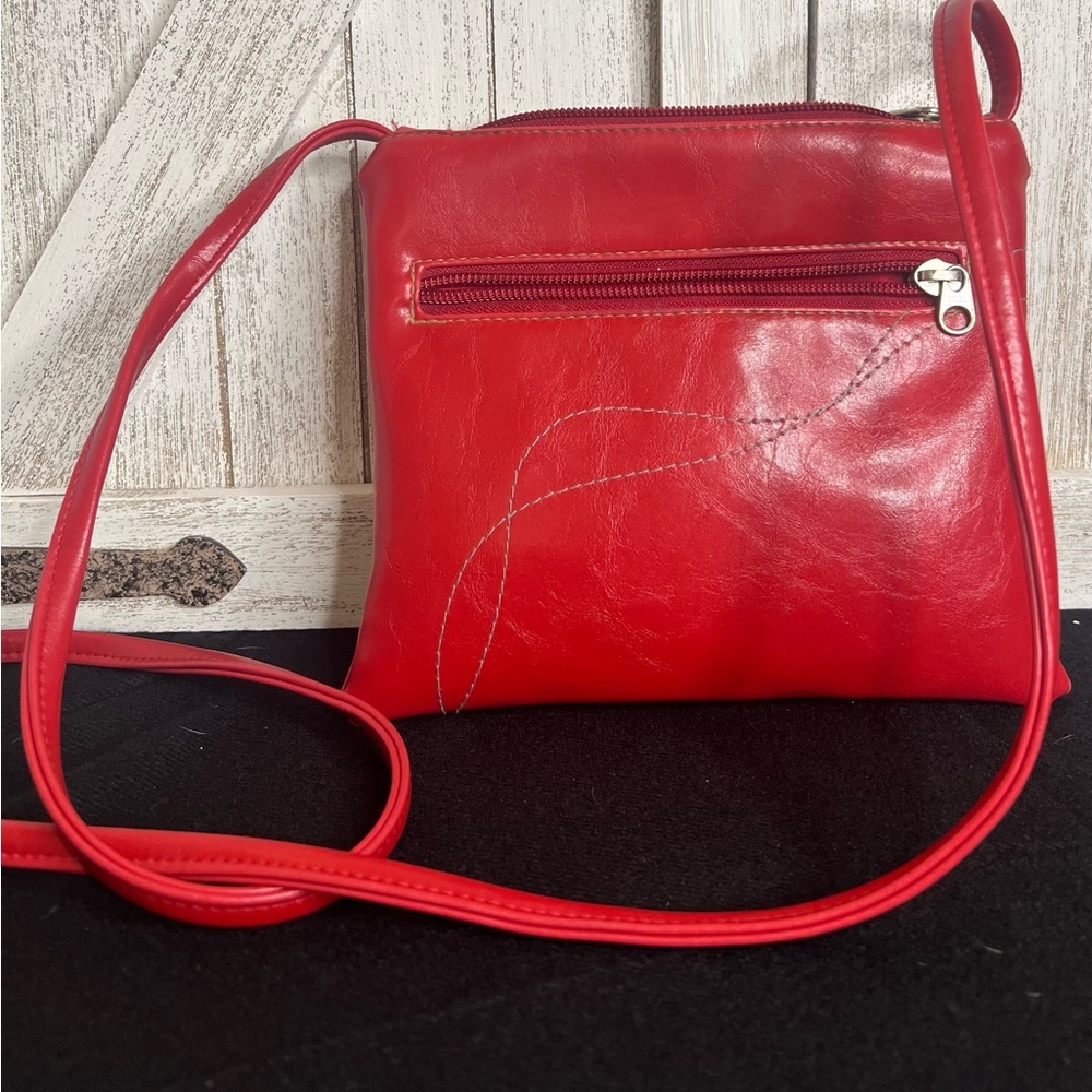 Crystalyn Kae Red vegan Leather Crossbody Bag